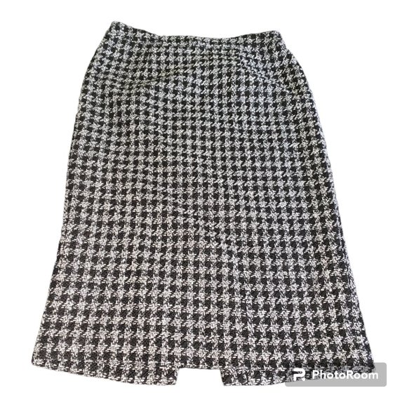 CT695 Halogen Black & White Tweed Skirt 14 - Picture 1 of 6